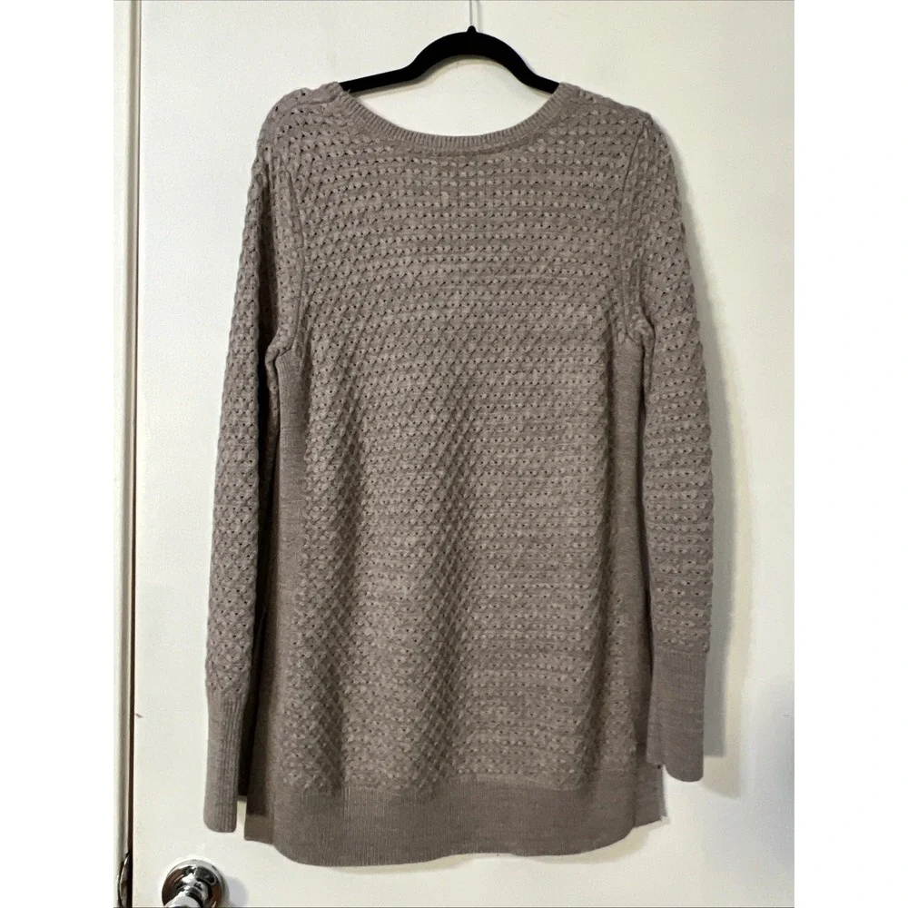 Athleta Wool Knit Tunic Sweater Pullover‎ Light Purple Crewneck Sz M Side Slit